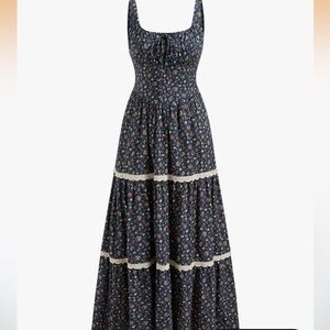 Cider Vintage Boho Floral Eyelet Lace Tier Maxi Dress XL